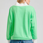 Ivy League V Sweatshirt - Apple Green & White