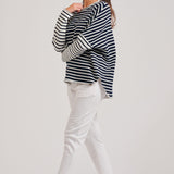 EST 1971 Raw Stripe Long Sleeve Sweatshirt - Navy Stripe Combo