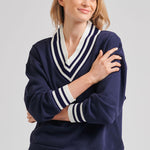 Ivy League V Sweatshirt - Navy & White