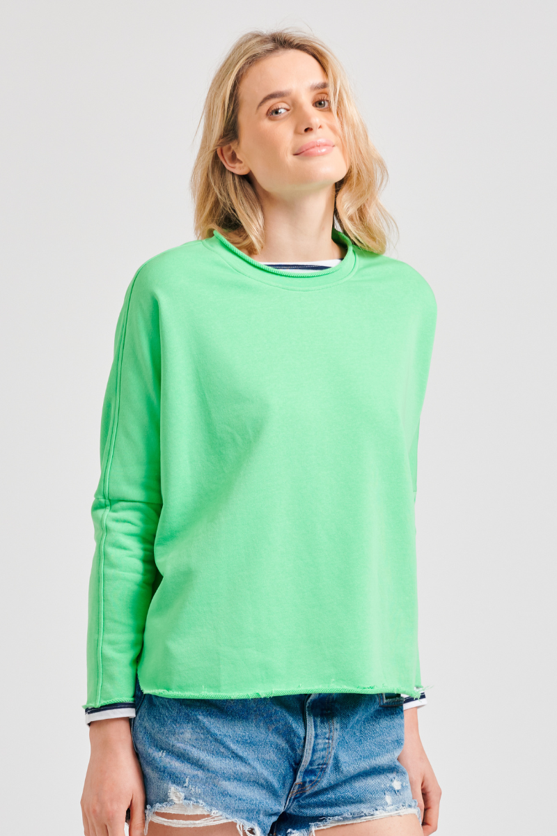 Raw Long Sleeve Sweat Shirt Apple Green