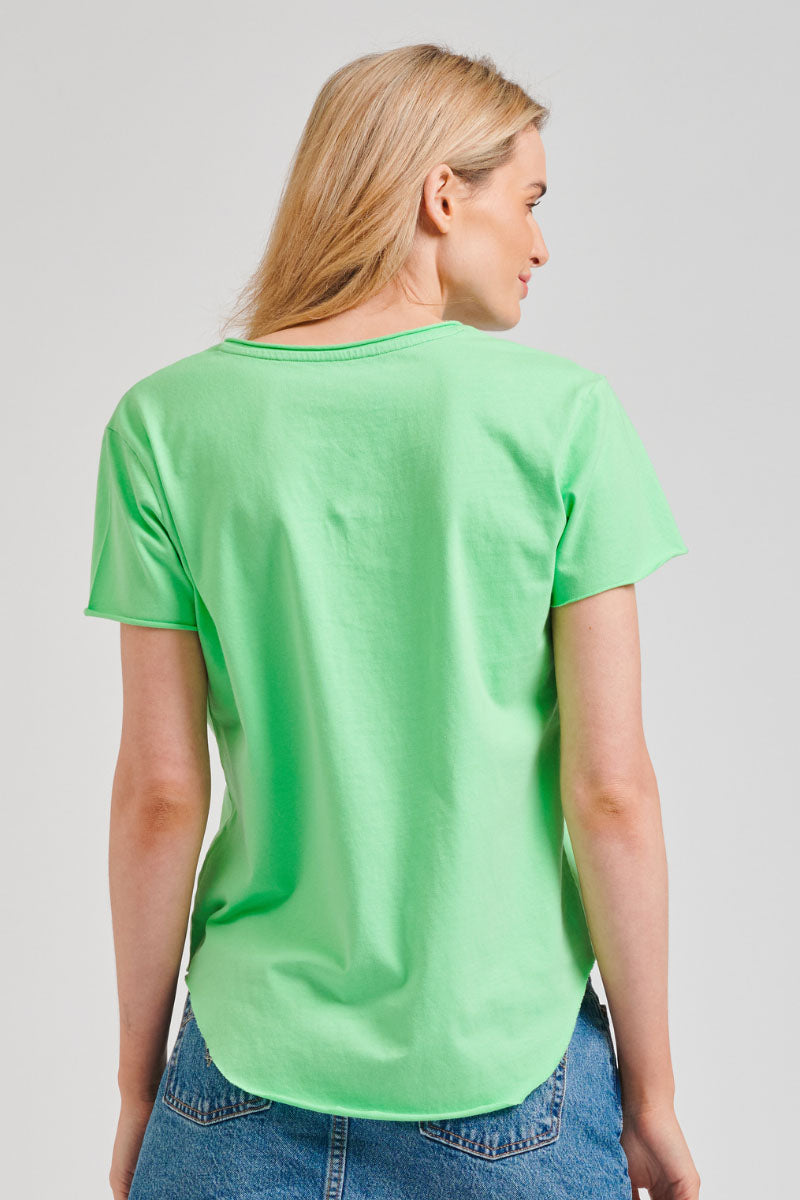 Raw V Neck T-Shirt - Apple Green