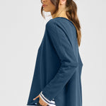 Raw Long Sleeve High-Low Sweatshirt - French Navy