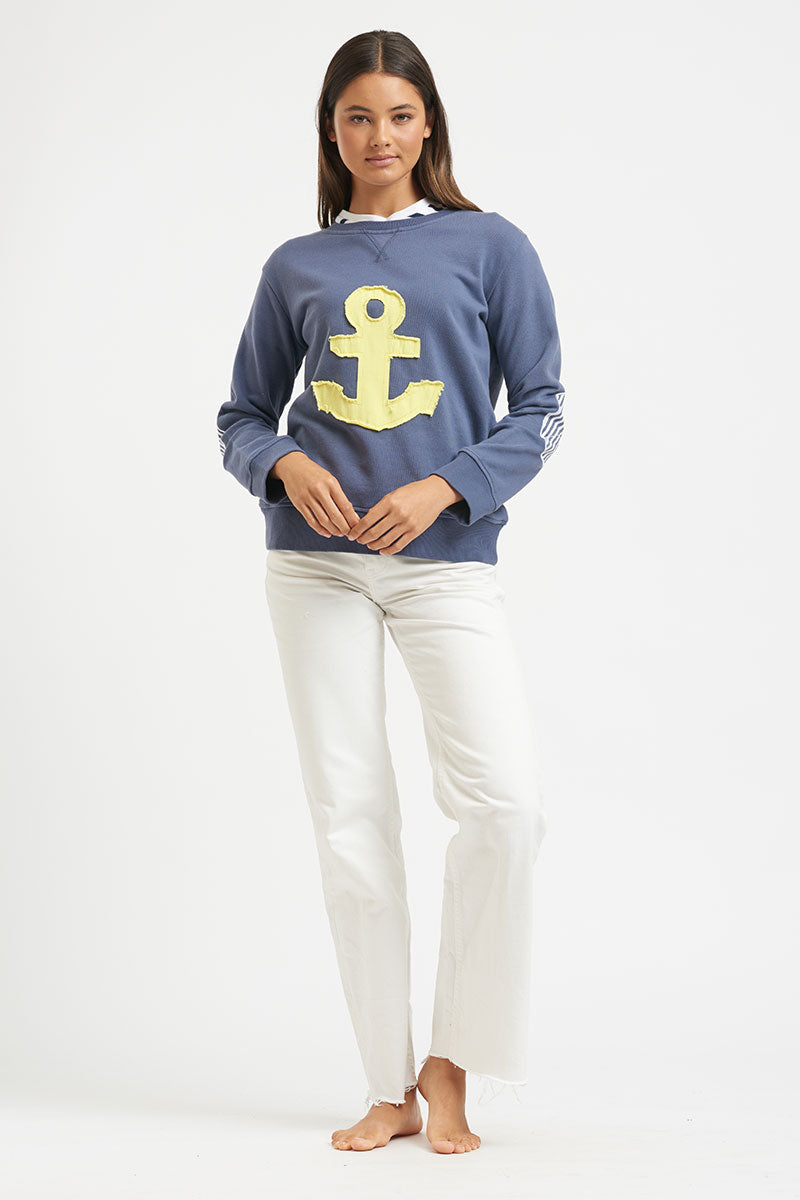 Frayed Anchor Cotton Sweatshirt - Old Navy/Yellow | EST 1971