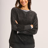 High-Low Velour Sweatshirt - Slate